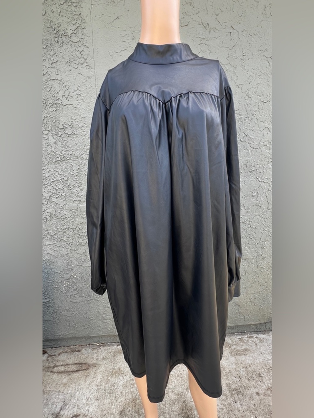 Who What Wear Black Faux Leather Shift Dress XXL Oversized Minimalist - Picture 2 of 6